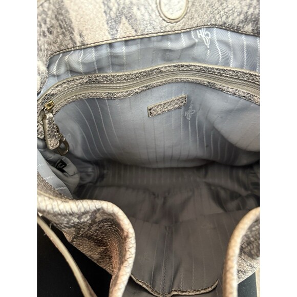 Cole Haan Designer Neutral Snake Print Leather Shoulder Hobo Bag Gold Hardware - Picture 10 of 16